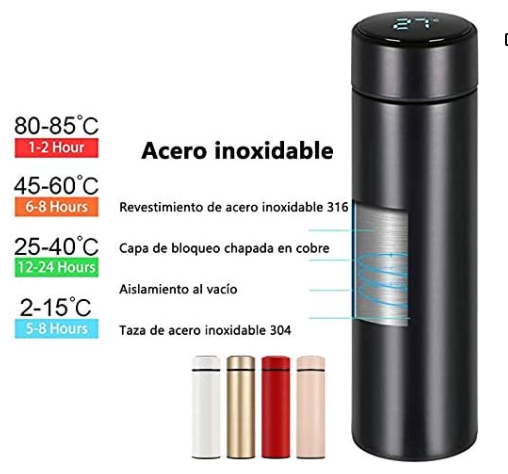 Botella Termica Digital con Pantalla LED + Infusor
