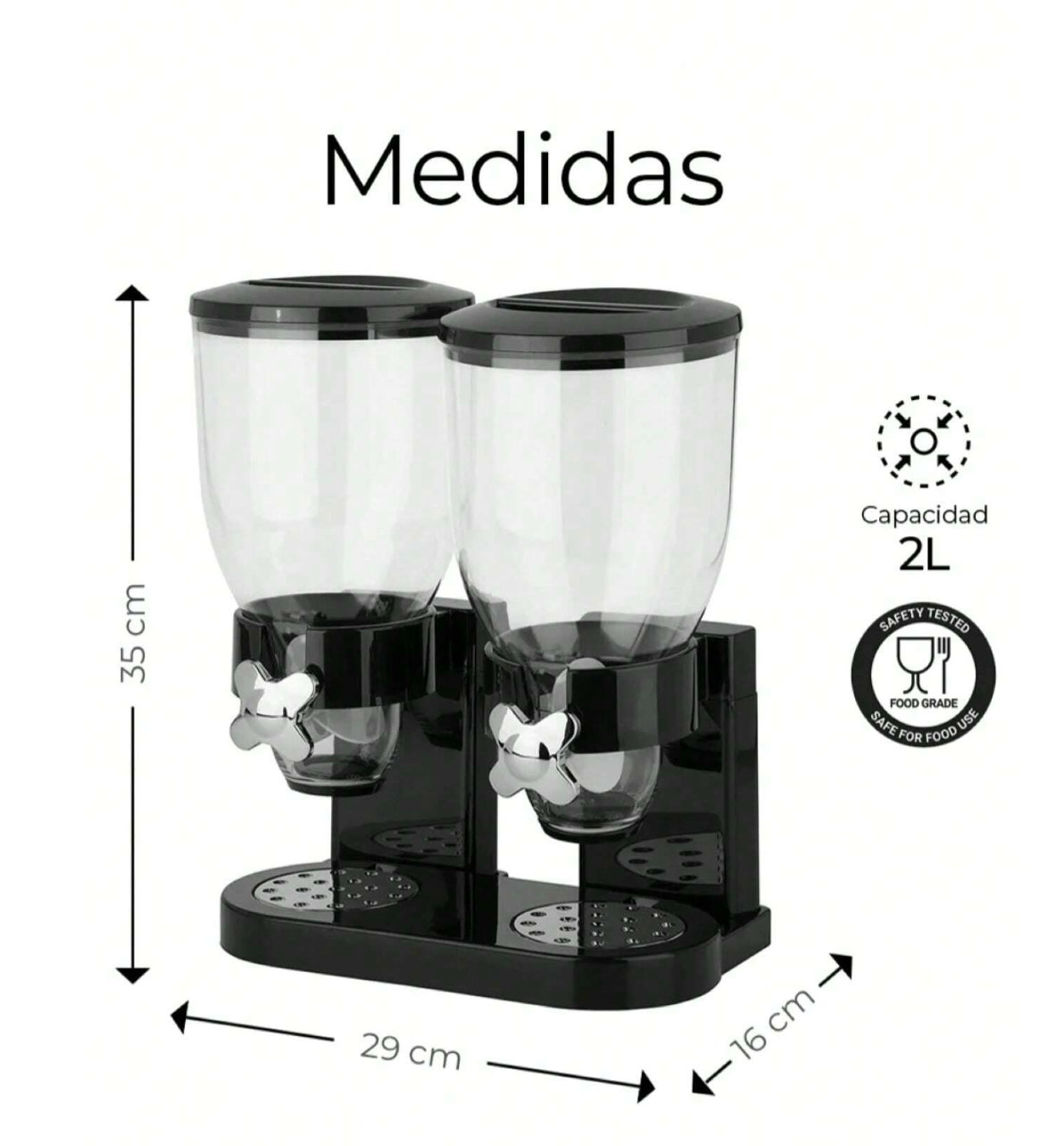 Dispensador Doble de Cereales y Alimentos Secos